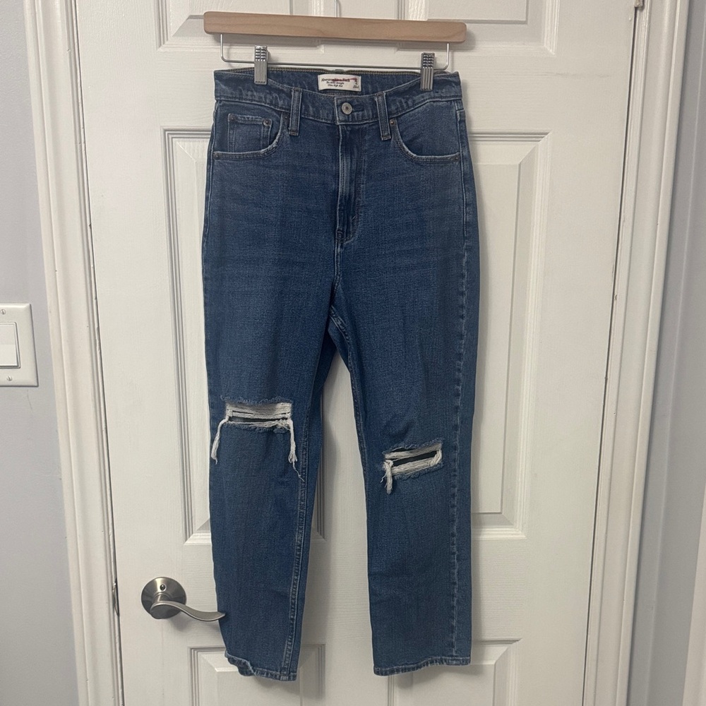 13. Abercrombie & Fitch Blue Ripped Straight Leg Jeans